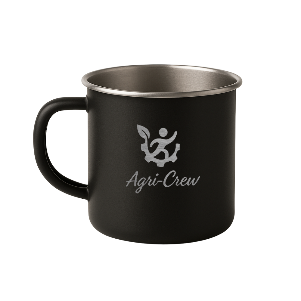 Agri Crew Edelstahl-Becher – Recycelt, robust & mit Lasergravur – in Schwarz & Olivgrün
