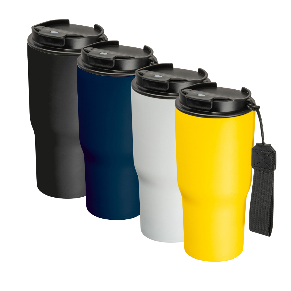 Agri Crew Thermobecher 550 ml – Dein Begleiter für Hof, Traktor & Alltag – mit Lasergravur Logo – in Schwarz, Weiß, Blau & Gelb